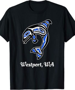 Blue Native American Westport WA Tribal Orca Killer Whale T-Shirt