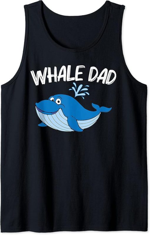 Funny Whale Art For Dad Papa Orca Narwhal Blue Whales Tank Top